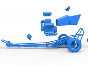 Front engine old school three wheeled dragster Scale 1 to 25 3D-printmodel