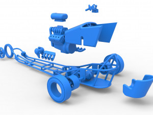 Front engine old school three wheeled dragster Scale 1 to 25 3D-printmodel