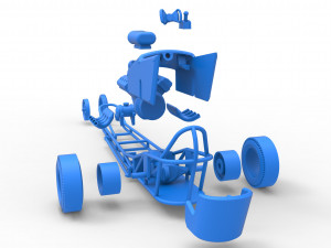 Front engine old school three wheeled dragster Scale 1 to 25 3D-printmodel