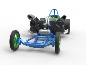 Front engine old school 6 wheeled dragster Scale 1 to 25 3D प्रिंट मॉडल