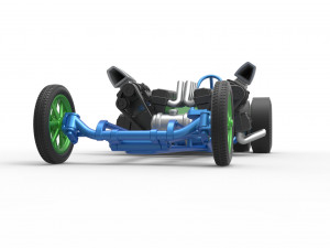 Front engine old school 6 wheeled dragster Scale 1 to 25 3D प्रिंट मॉडल