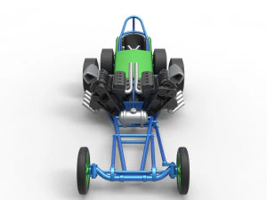 Front engine old school 6 wheeled dragster Scale 1 to 25 3D Print Model
