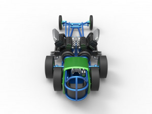 Front engine old school 6 wheeled dragster Scale 1 to 25 3D प्रिंट मॉडल