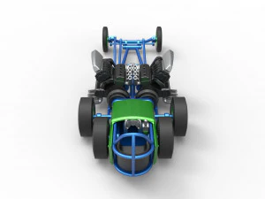 Front engine old school 6 wheeled dragster Scale 1 to 25 3D Print Model