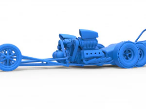 Front engine old school 6 wheeled dragster Scale 1 to 25 3D Print Model