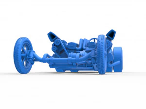 Front engine old school 6 wheeled dragster Scale 1 to 25 3D Print Model