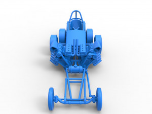 Front engine old school 6 wheeled dragster Scale 1 to 25 3D प्रिंट मॉडल