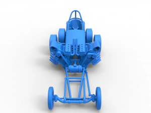 Front engine old school 6 wheeled dragster Scale 1 to 25 3D Print Model