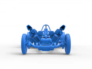 Front engine old school 6 wheeled dragster Scale 1 to 25 3D Print Model
