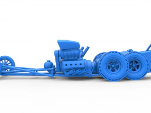 Front engine old school 6 wheeled dragster Scale 1 to 25 3D Print Model