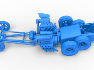 Front engine old school 6 wheeled dragster Scale 1 to 25 3D प्रिंट मॉडल