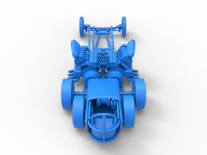 Front engine old school 6 wheeled dragster Scale 1 to 25 3D प्रिंट मॉडल