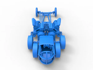 Front engine old school 6 wheeled dragster Scale 1 to 25 3D Print Model