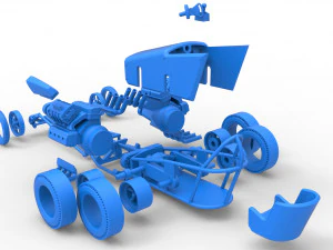 Front engine old school 6 wheeled dragster Scale 1 to 25 3D Print Model