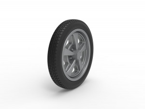 Front wheel of old school dragster Version 2 Scale 1 to 25 3D-printmodel