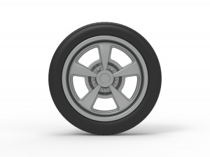 Front wheel of old school dragster Version 2 Scale 1 to 25 3D-printmodel