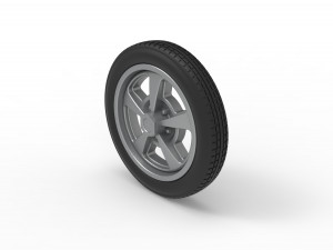 Front wheel of old school dragster Version 2 Scale 1 to 25 3D-printmodel