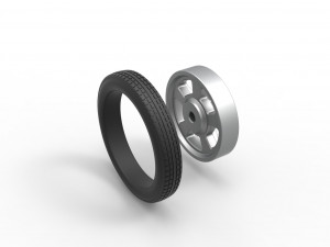 Front wheel of old school dragster Version 2 Scale 1 to 25 3D-printmodel