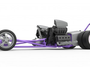 Front engine old school dragster with 2 V8 Scale 1 to 25 Modèles 3D en vedette
