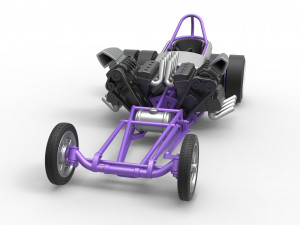 Front engine old school dragster with 2 V8 Scale 1 to 25 Modèles 3D en vedette