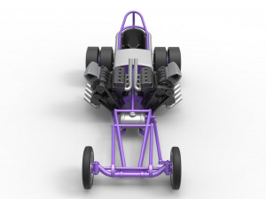 Front engine old school dragster with 2 V8 Scale 1 to 25 Modèles 3D en vedette