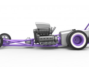 Front engine old school dragster with 2 V8 Scale 1 to 25 Modèles 3D en vedette
