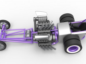 Front engine old school dragster with 2 V8 Scale 1 to 25 Modèles 3D en vedette