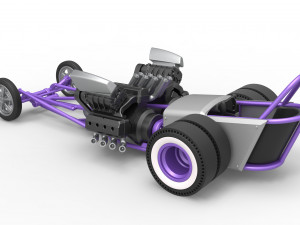 Front engine old school dragster with 2 V8 Scale 1 to 25 Modèles 3D en vedette
