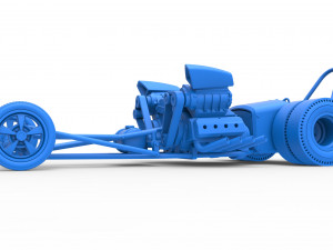 Front engine old school dragster with 2 V8 Scale 1 to 25 Modèles 3D en vedette