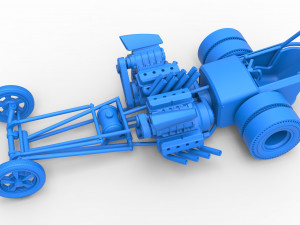 Front engine old school dragster with 2 V8 Scale 1 to 25 Modèles 3D en vedette