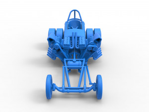 Front engine old school dragster with 2 V8 Scale 1 to 25 Modèles 3D en vedette