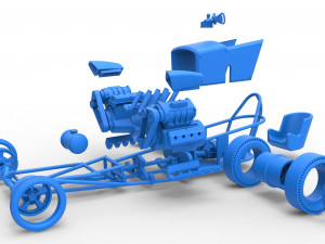 Front engine old school dragster with 2 V8 Scale 1 to 25 Modèles 3D en vedette