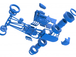 Front engine old school dragster with 2 V8 Scale 1 to 25 Modèles 3D en vedette