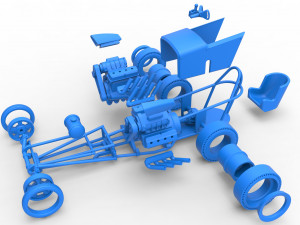 Front engine old school dragster with 2 V8 Scale 1 to 25 Modèles 3D en vedette