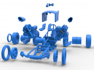 Front engine old school dragster with 2 V8 Scale 1 to 25 Modèles 3D en vedette