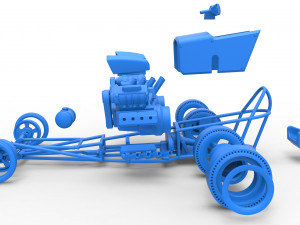 Front engine old school dragster with 2 V8 Scale 1 to 25 Modèles 3D en vedette