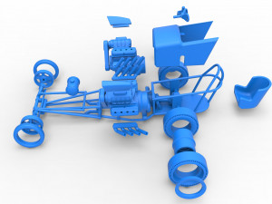 Front engine old school dragster with 2 V8 Scale 1 to 25 Modèles 3D en vedette