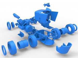 Front engine old school dragster with 2 V8 Scale 1 to 25 Modèles 3D en vedette