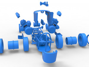 Front engine old school dragster with 2 V8 Scale 1 to 25 Modèles 3D en vedette