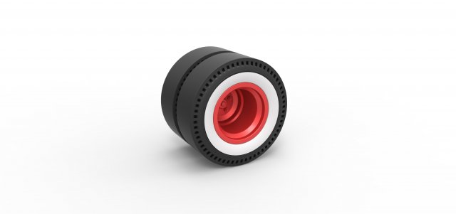 Double rear wheel of old school dragster Scale 1 to 25 3D Принт Модель .c4d .max .obj .3ds .fbx .stl .blend