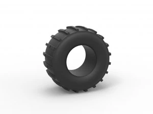 泥土高速赛车后轮胎 9 比例 1 至 25 3D 打印模型