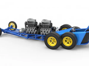 Front engine old school 6 wheeled dragster Version 2 Scale 1 to 25 3D Print Model
