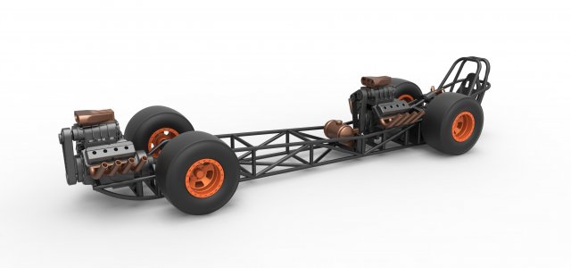 Front engine AWD dragster Scale 1 to 25 3Dプリントモデル .c4d .max .obj .3ds .fbx .stl .blend