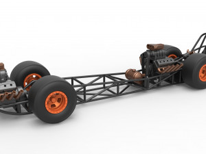 Front engine AWD dragster Scale 1 to 25 3Dプリントモデル