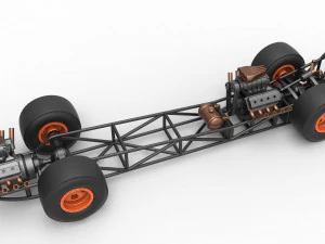 Front engine AWD dragster Scale 1 to 25 3D Print Model