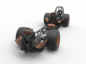 Front engine AWD dragster Scale 1 to 25 3D Print Model