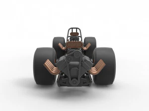 Front engine AWD dragster Scale 1 to 25 3D Print Model