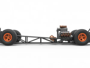 Front engine AWD dragster Scale 1 to 25 3D Print Model