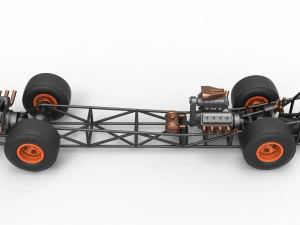 Front engine AWD dragster Scale 1 to 25 3D Print Model
