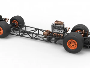 Front engine AWD dragster Scale 1 to 25 3D Print Model